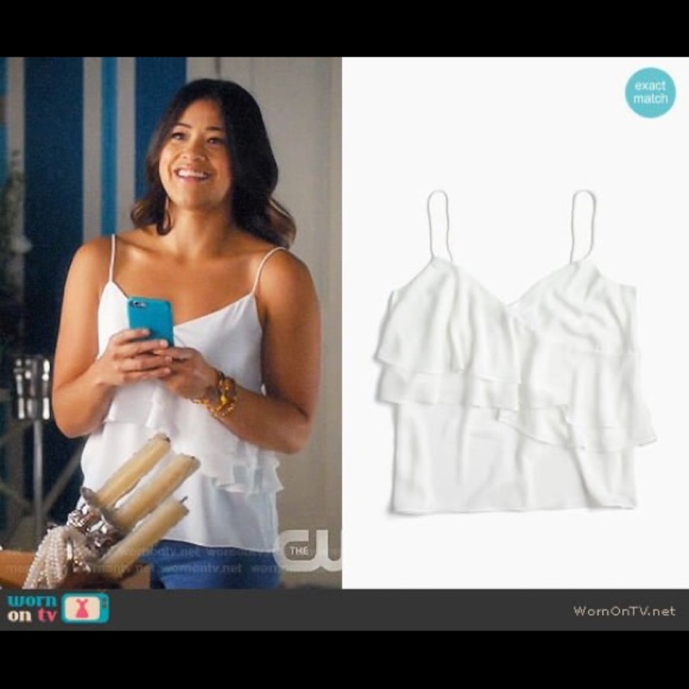 J Crew Drapey Ruffled Cami White Size 8
